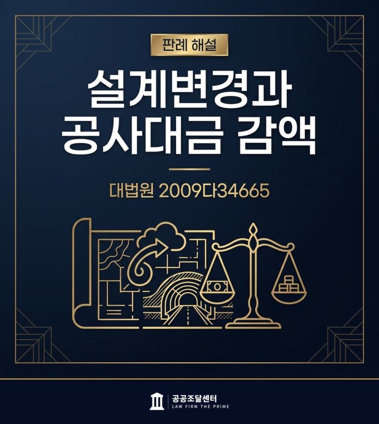 설계변경 계약금액조정과 신규비목 공사대금을 설명하는 공공조달 법률 이미지